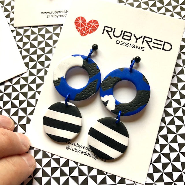 Earrings - Blue Pop Art 02