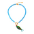 Santorini Sun - Turquoise / Cerise Pink Necklace with Hand-Beaded Fish Charm