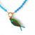 Santorini Sun - Turquoise / Cerise Pink Necklace with Hand-Beaded Fish Charm