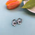 Flower Mini Charms on Silver Hexagonal Hoop Earrings - White