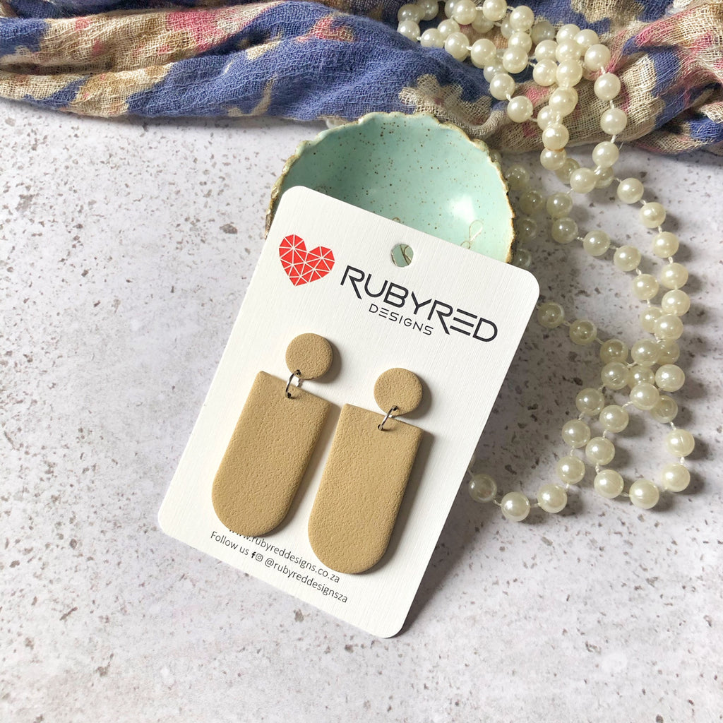 Ruby Tan Earrings - Textured Stella Dangles - Tan | Ruby Red Designs